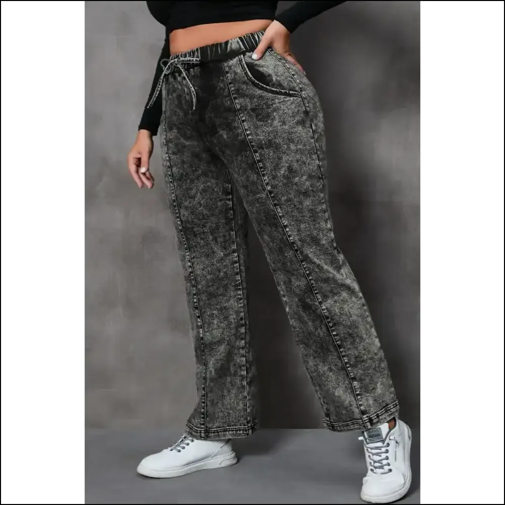 Sashay in Style: my Drawstring Pocketed Straight Jeans Got your Back! 😎👖