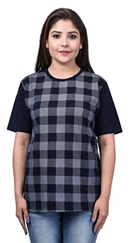 SHAUN Women T-Shirt(104WTS1_N44_DarkBlue_X-Large_Pack of 1)