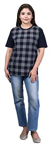SHAUN Women T-Shirt(104WTS1_N44_DarkBlue_X-Large_Pack of 1)