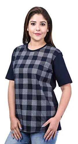 SHAUN Women T-Shirt(104WTS1_N44_DarkBlue_X-Large_Pack of 1)