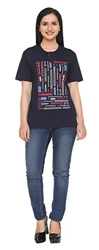 SHAUN Women's Printed Cotton T-Shirt (Multicolour 2, 3XL)