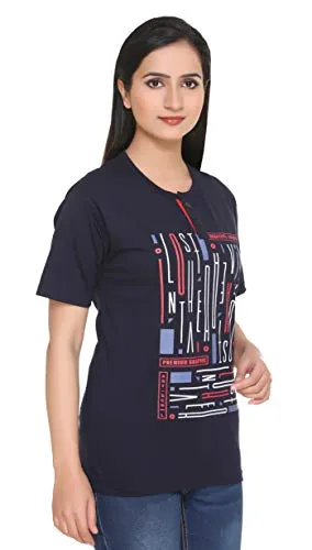 SHAUN Women's Printed Cotton T-Shirt (Multicolour 2, 3XL)