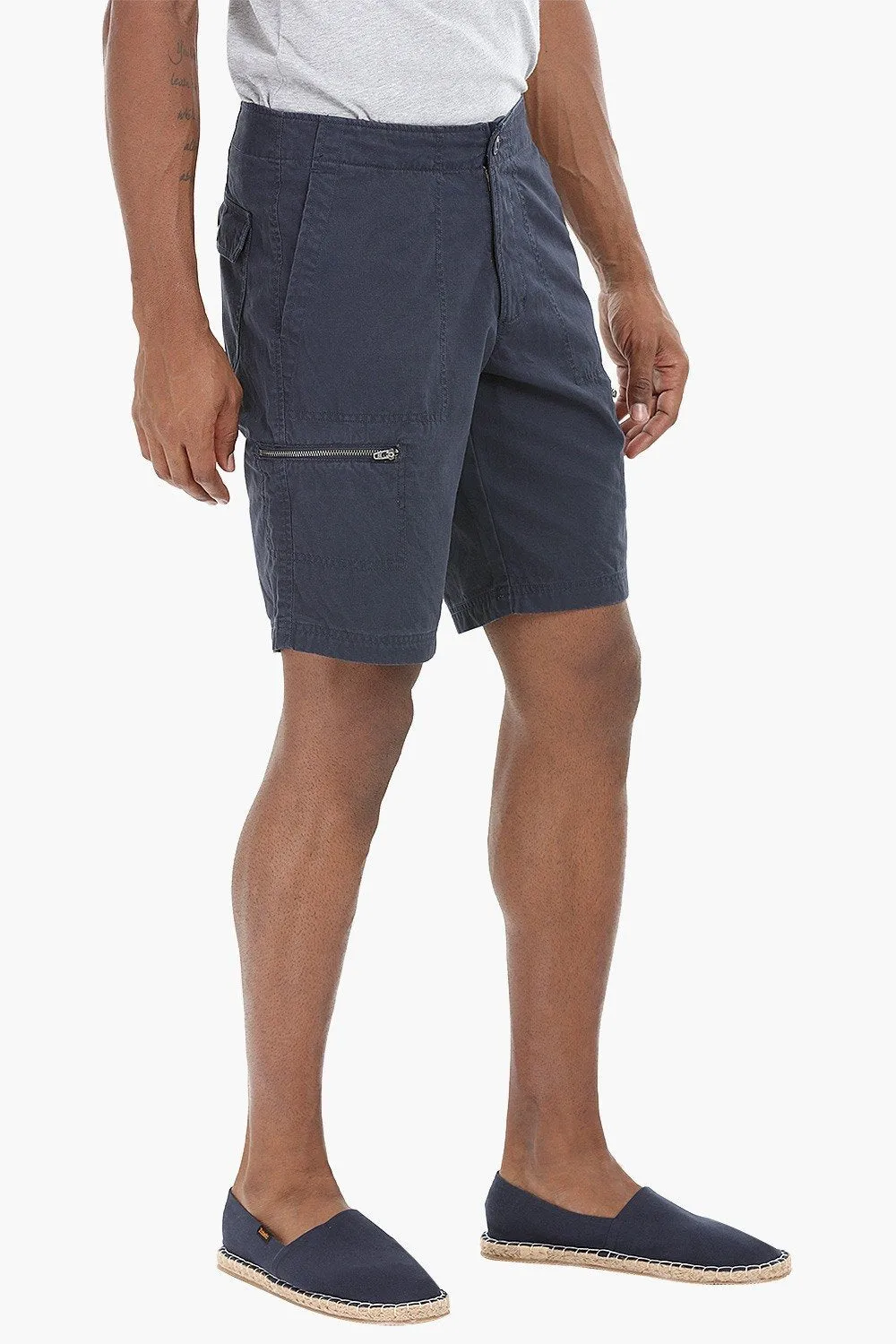 Side Zipper Cotton Shorts