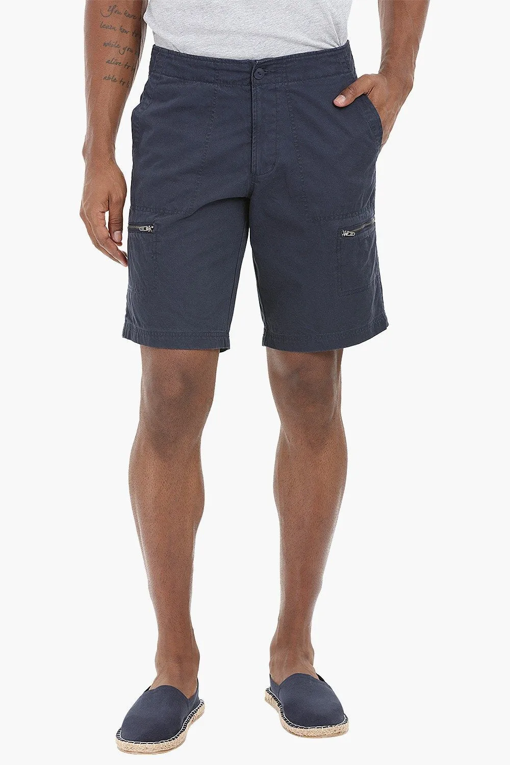 Side Zipper Cotton Shorts