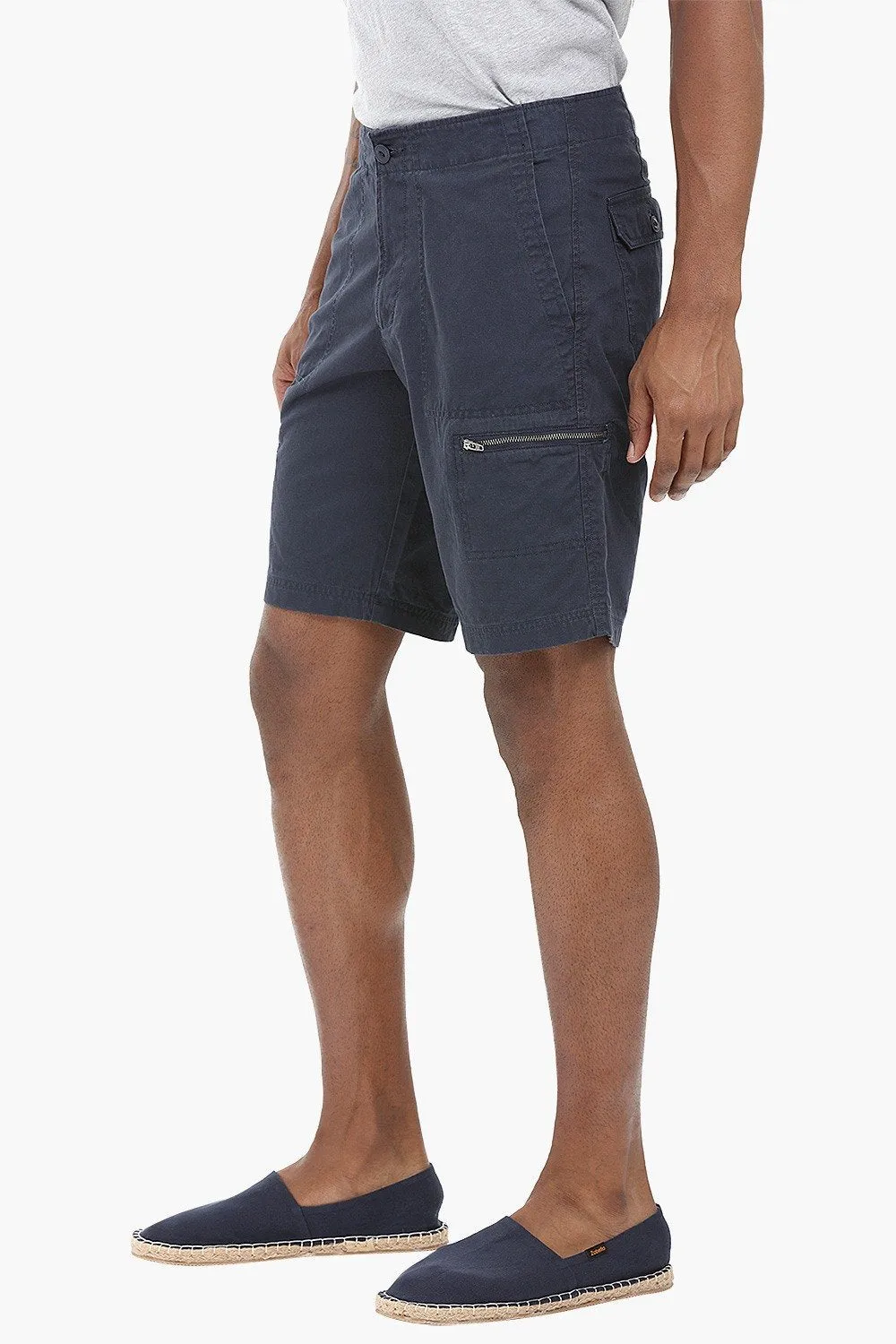 Side Zipper Cotton Shorts
