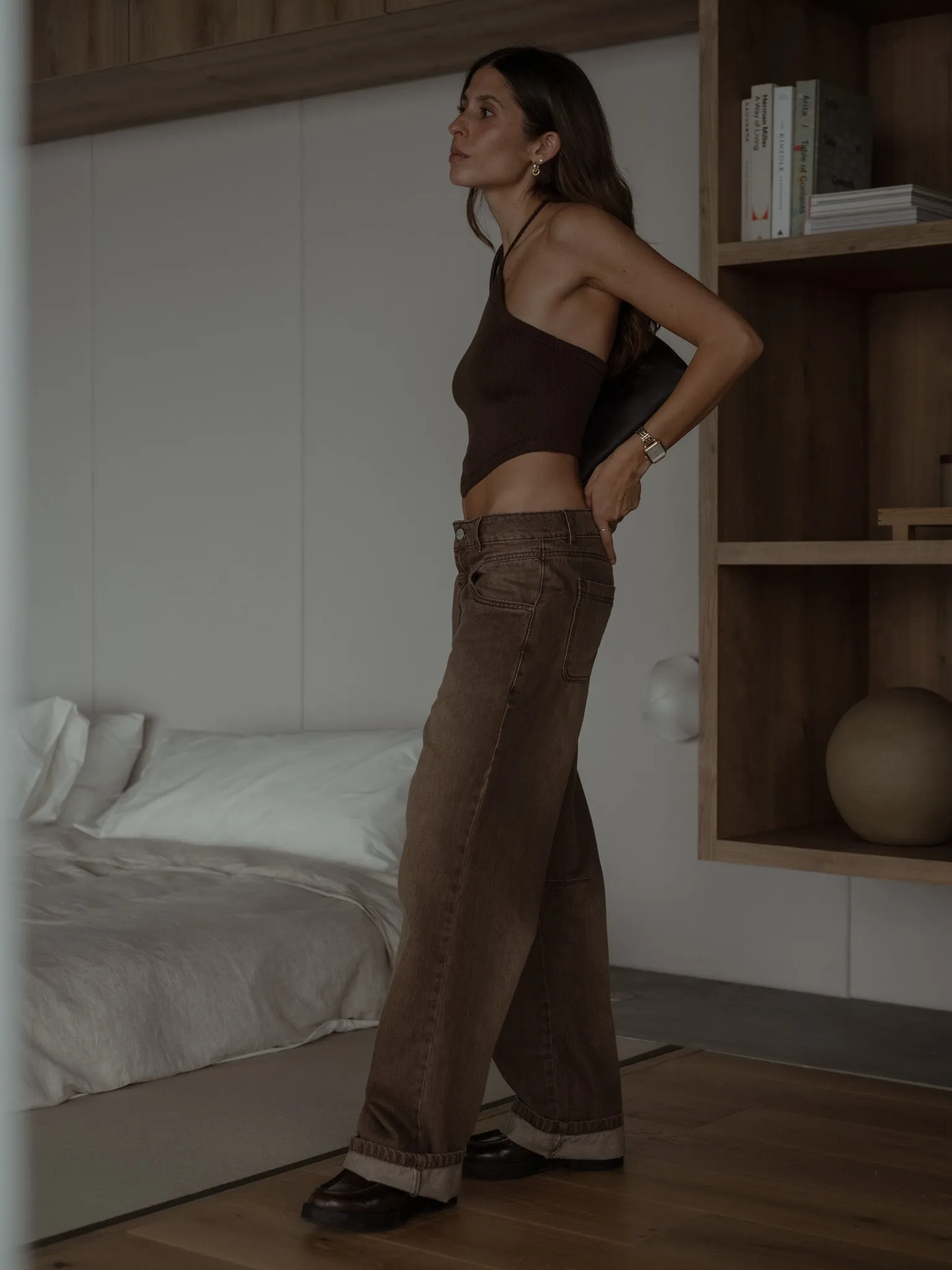 SIMPLY BANDANA KNIT TOP - ESPRESSO