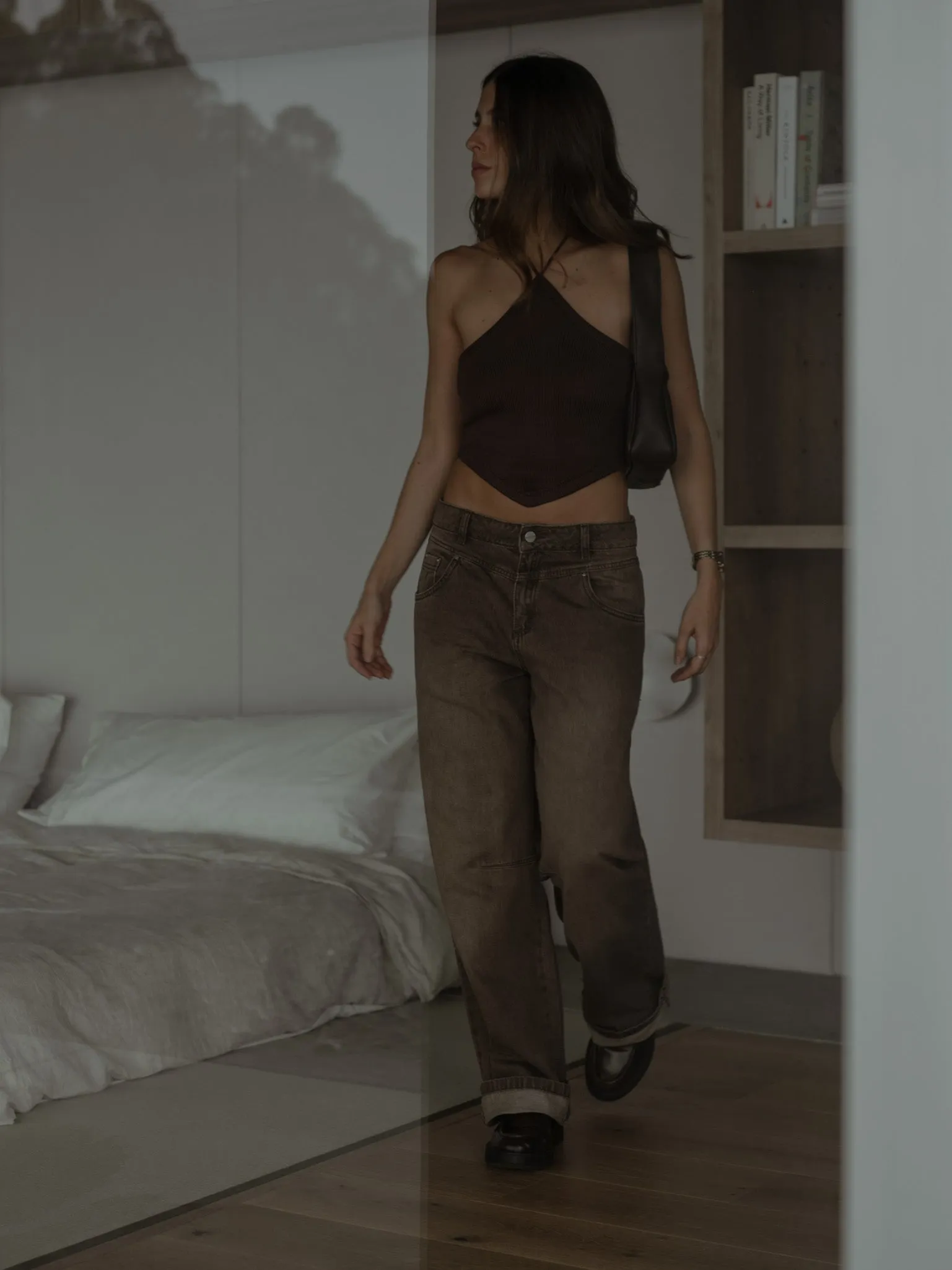 SIMPLY BANDANA KNIT TOP - ESPRESSO