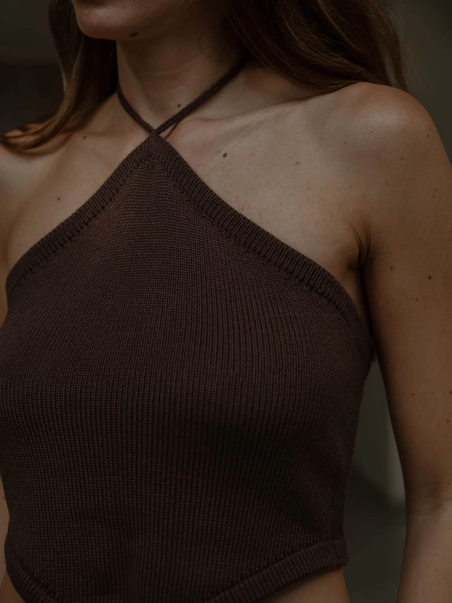 SIMPLY BANDANA KNIT TOP - ESPRESSO