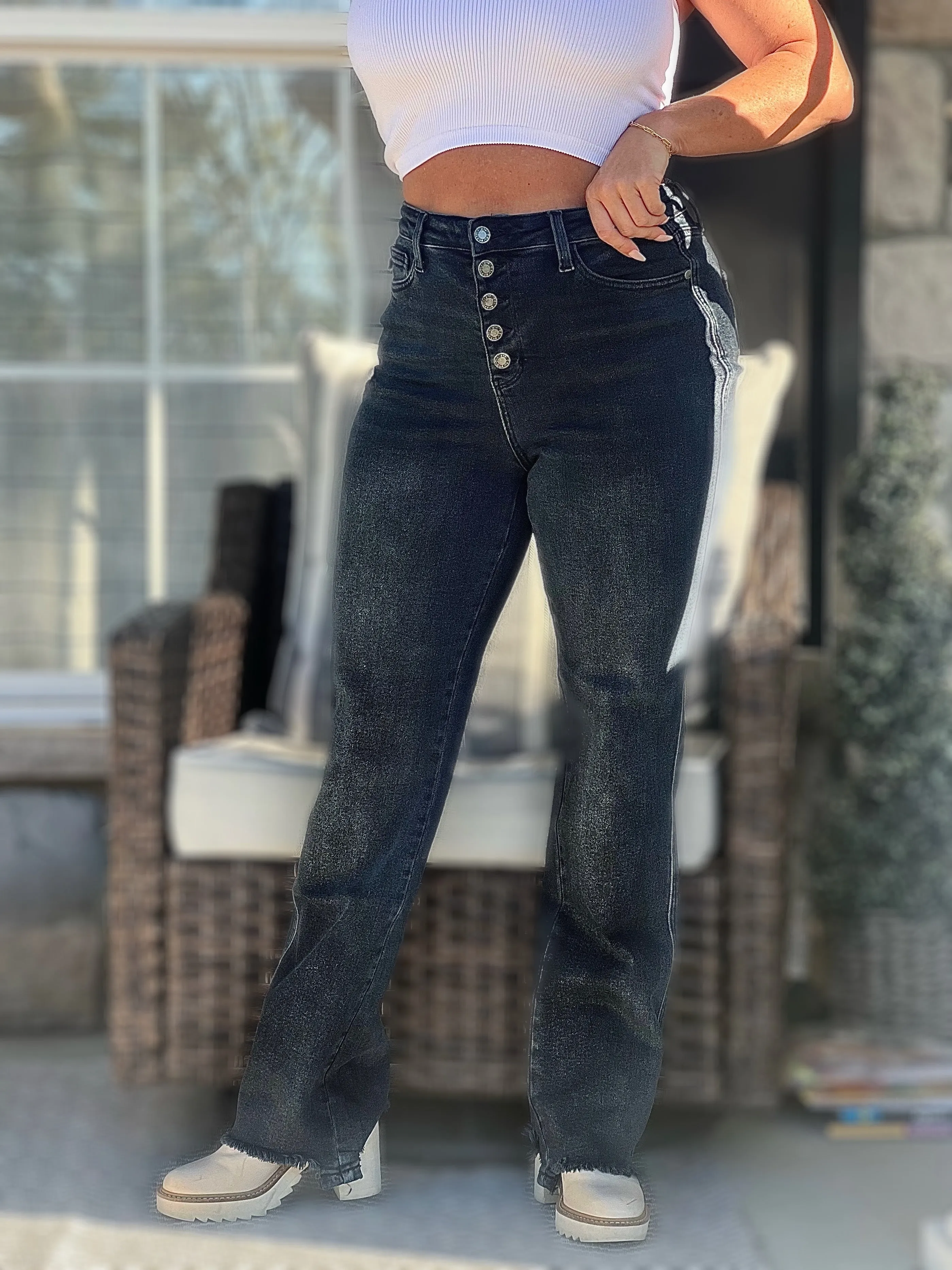 **Size 9 & 11 The Isabel- Button Fly Judy Blue Straight Leg Jeans