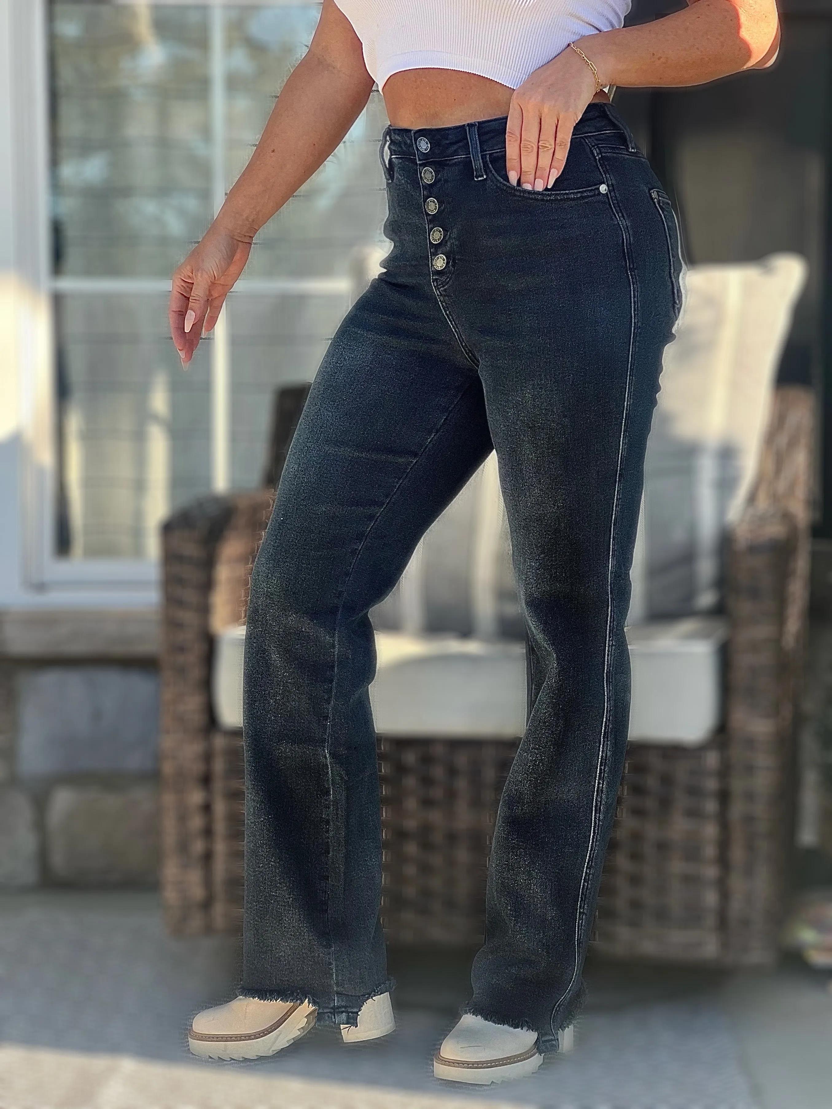 **Size 9 & 11 The Isabel- Button Fly Judy Blue Straight Leg Jeans