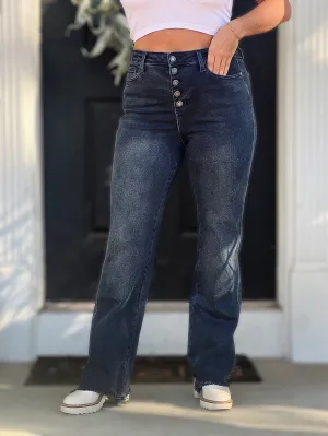**Size 9 & 11 The Isabel- Button Fly Judy Blue Straight Leg Jeans