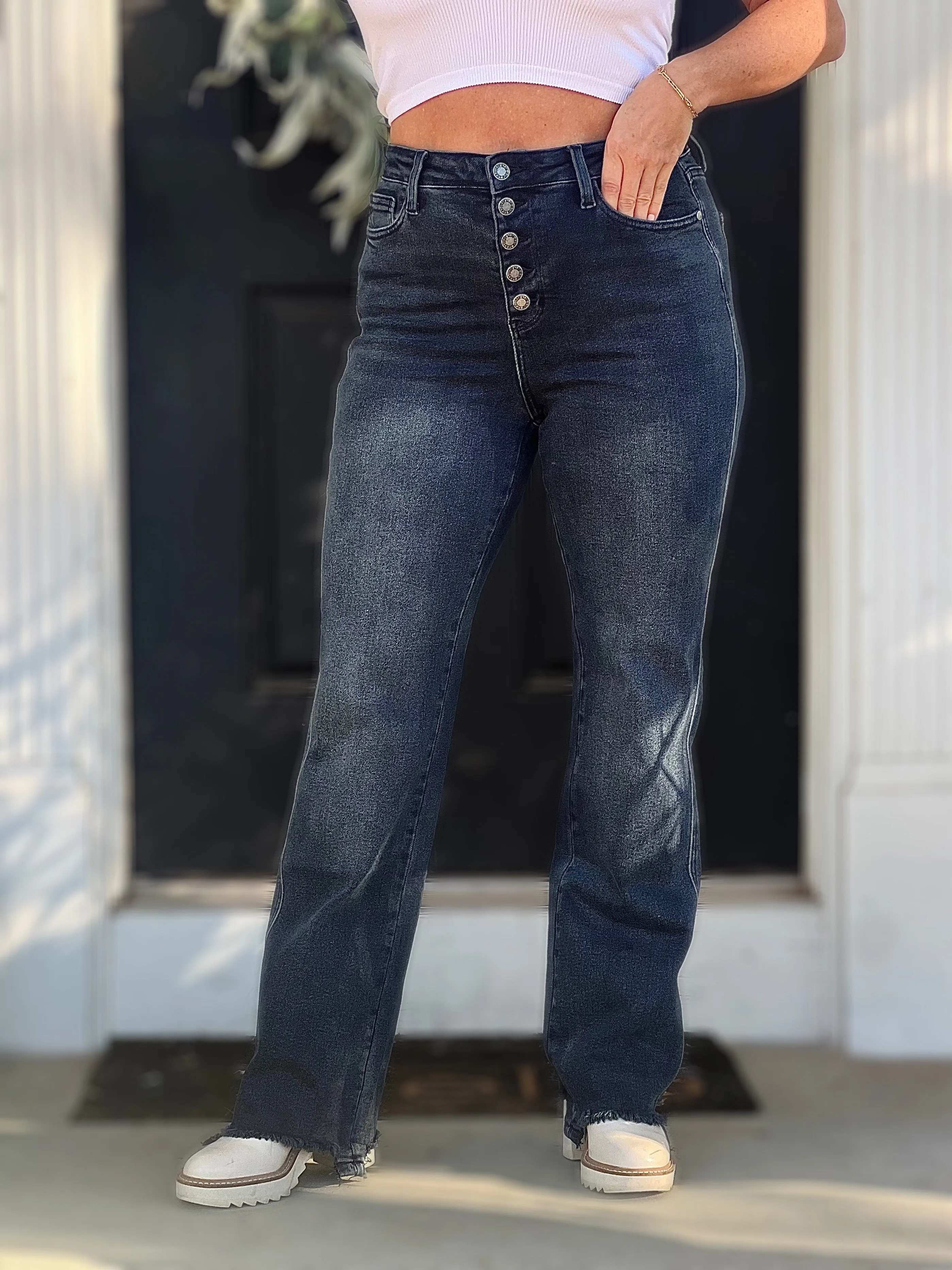 **Size 9 & 11 The Isabel- Button Fly Judy Blue Straight Leg Jeans