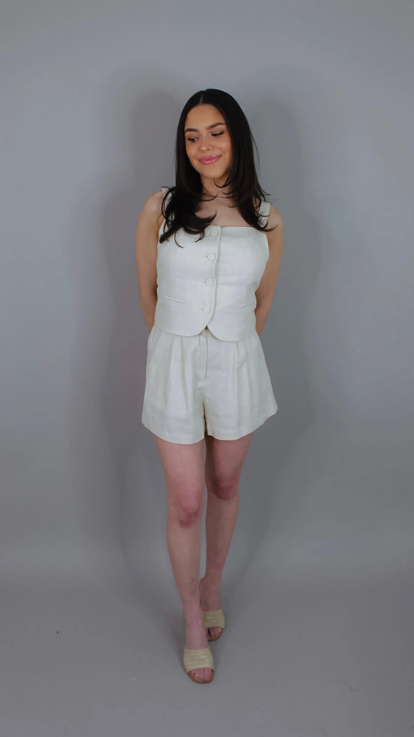 Smile Ecru Shorts Set