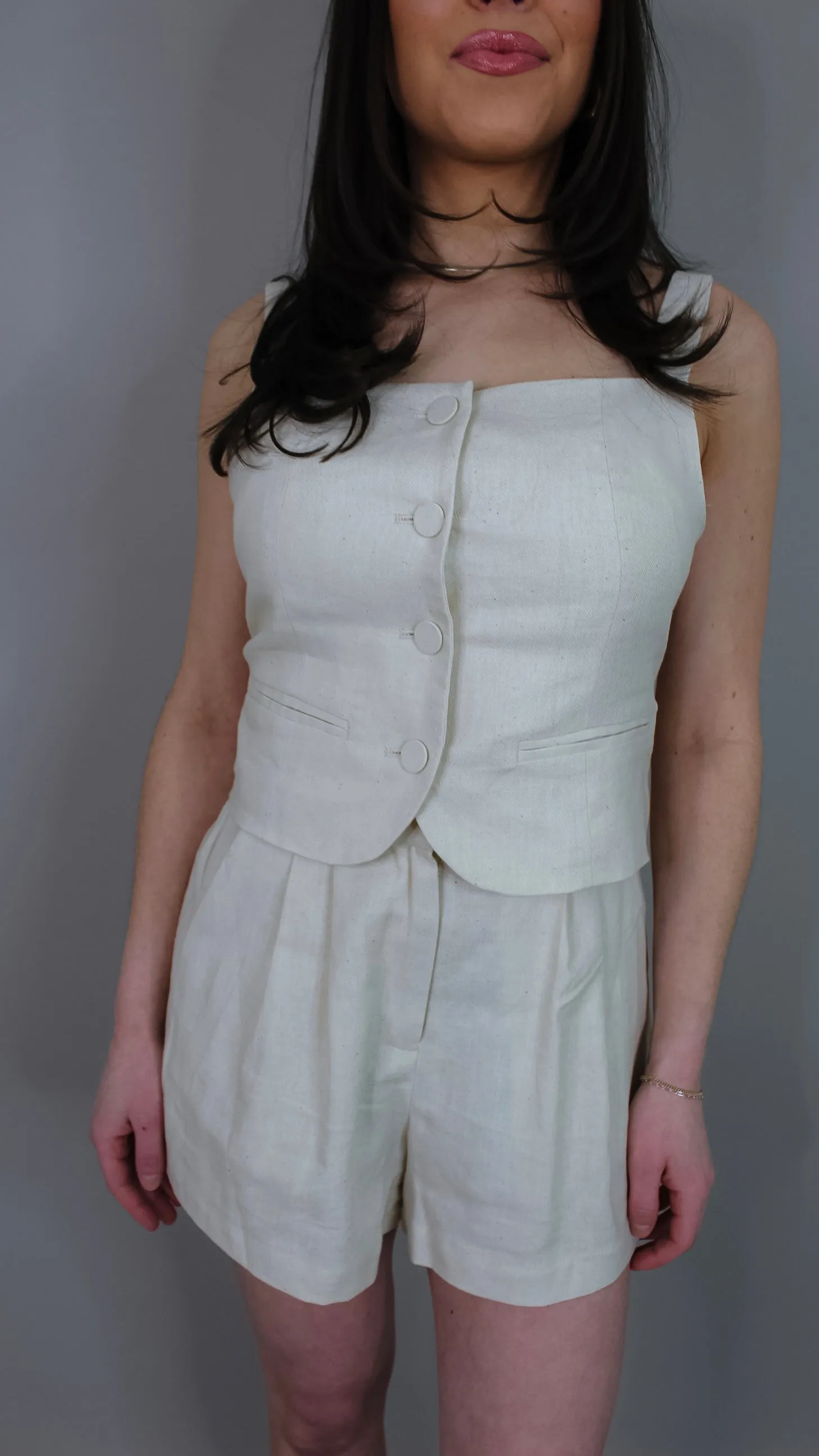 Smile Ecru Shorts Set