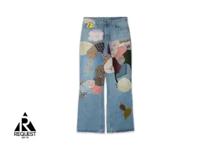 Smiley Patchwork Flare Denim “Light Wash”