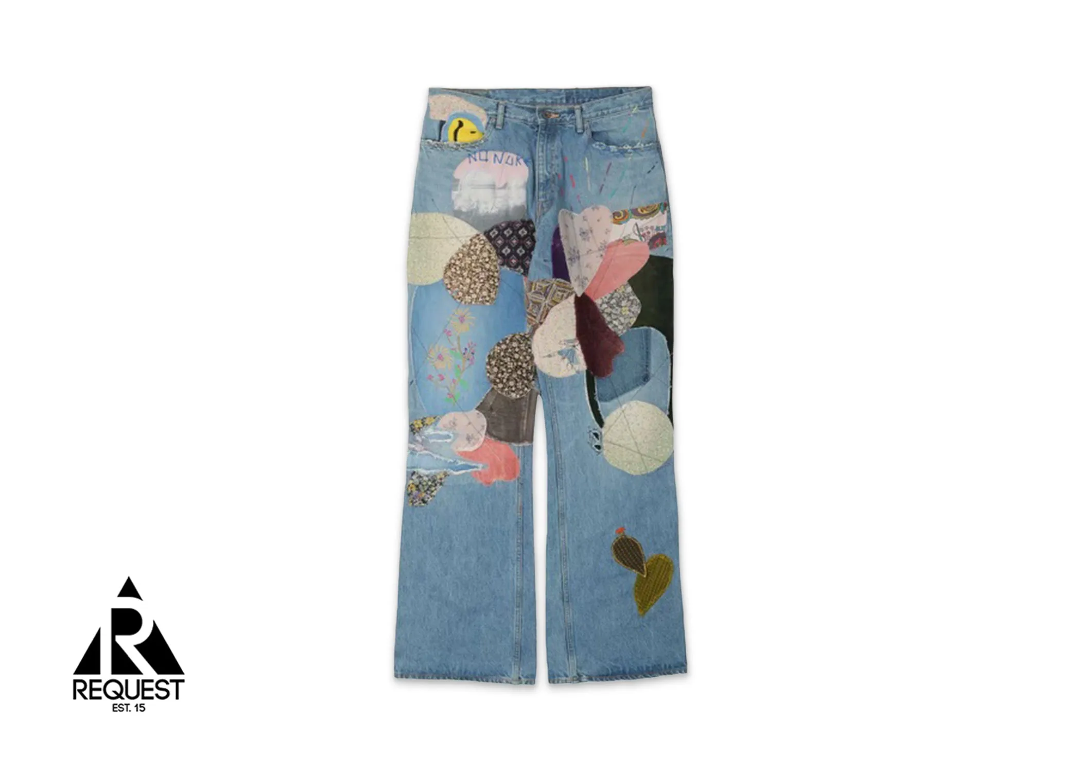 Smiley Patchwork Flare Denim “Light Wash”