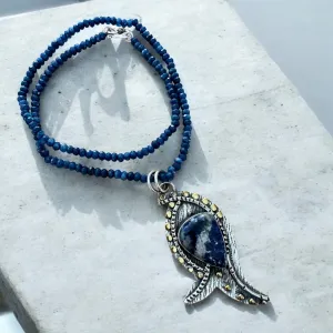 Sodalite Solid 925 Sterling Silver Pendant Necklace