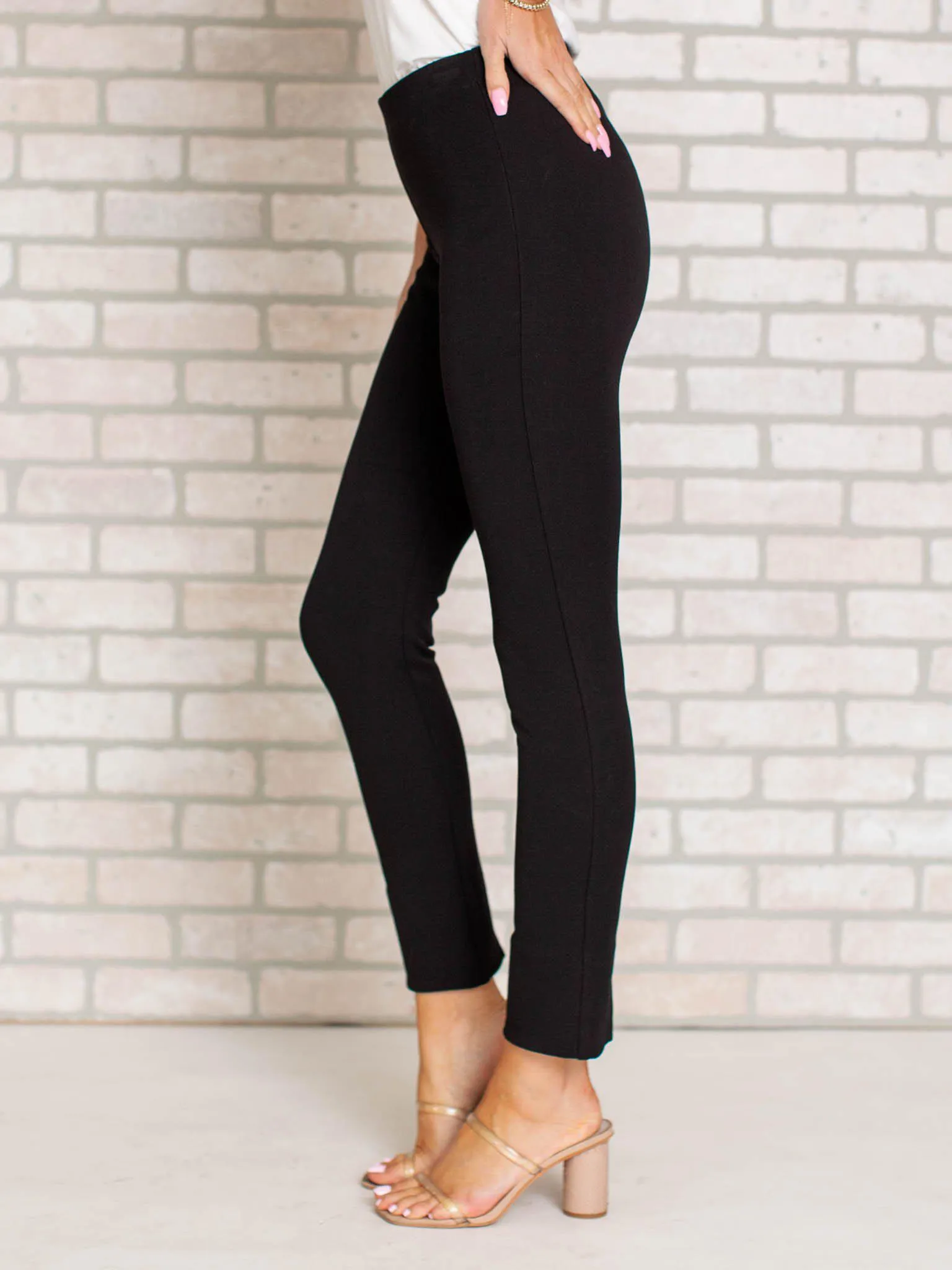 Solid Ankle Slit Pant