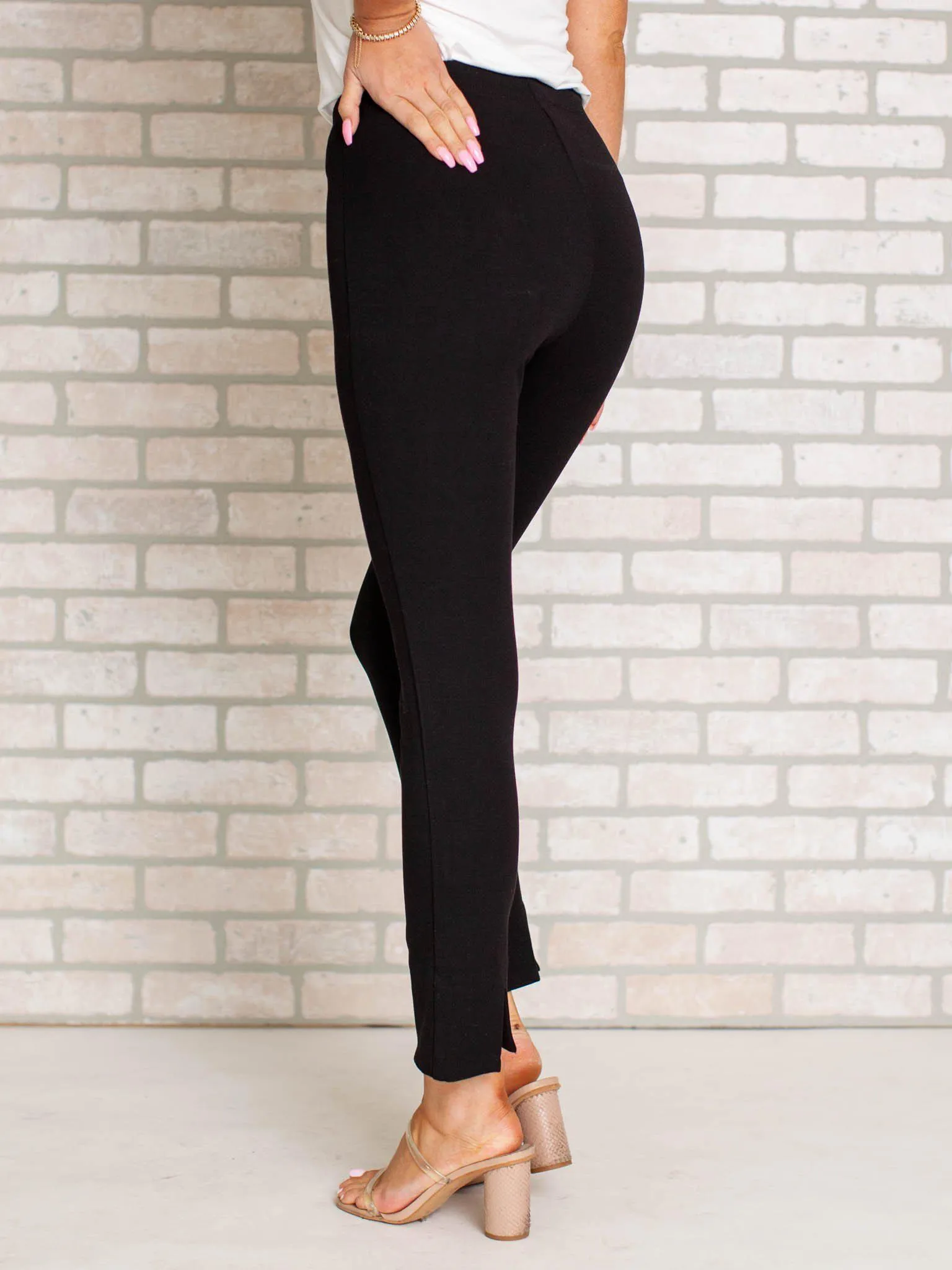 Solid Ankle Slit Pant