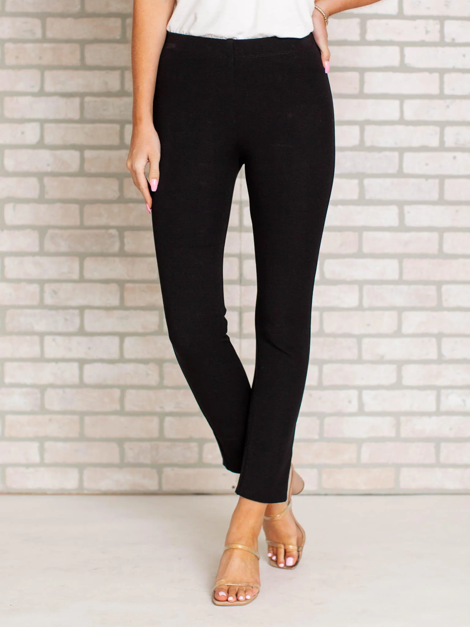 Solid Ankle Slit Pant
