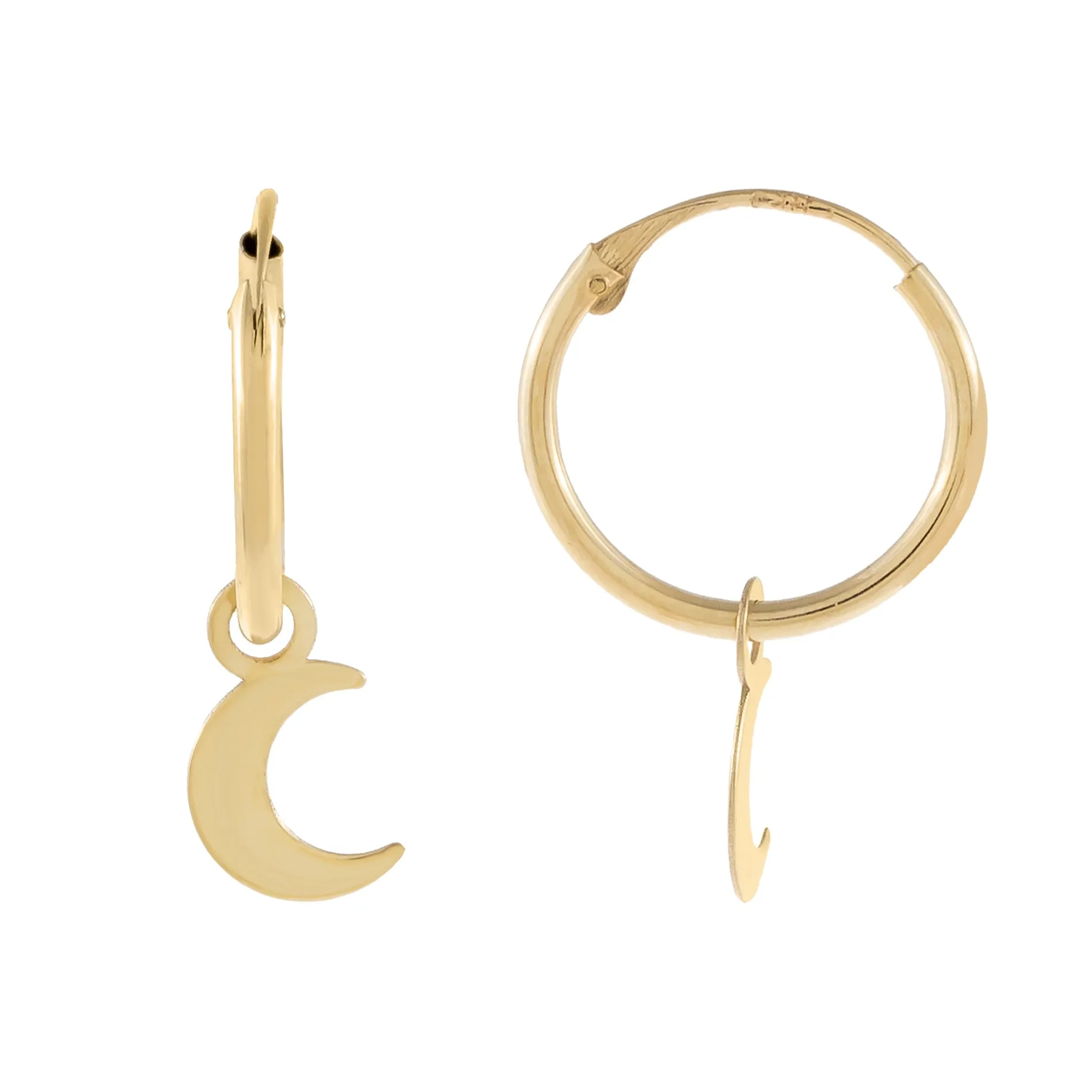 Solid Crescent Hoop Earring 14K