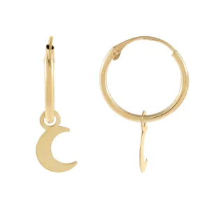 Solid Crescent Hoop Earring 14K