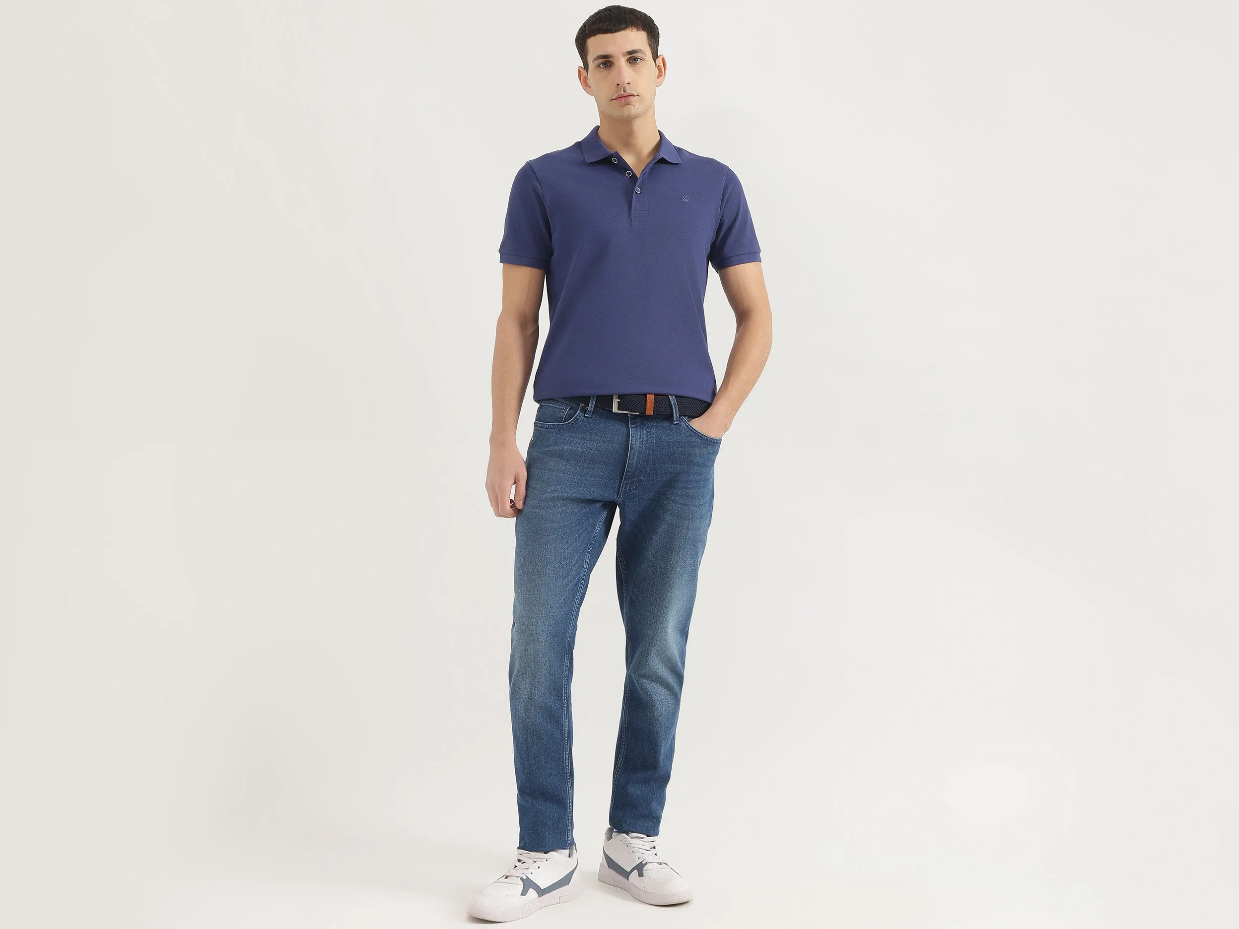 Solid Slim Tapered Fit Jeans