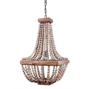 Square Wooden Beaded Chandelier