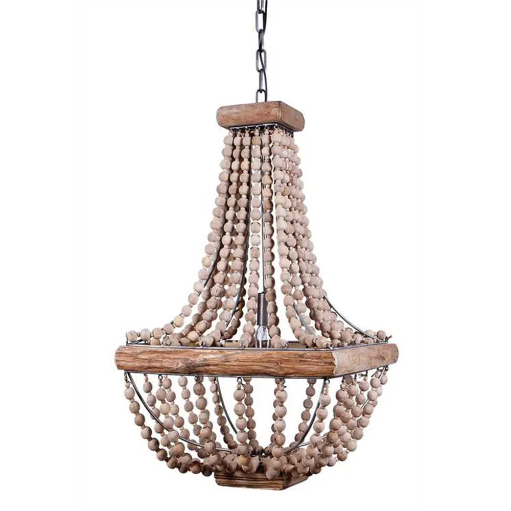 Square Wooden Beaded Chandelier