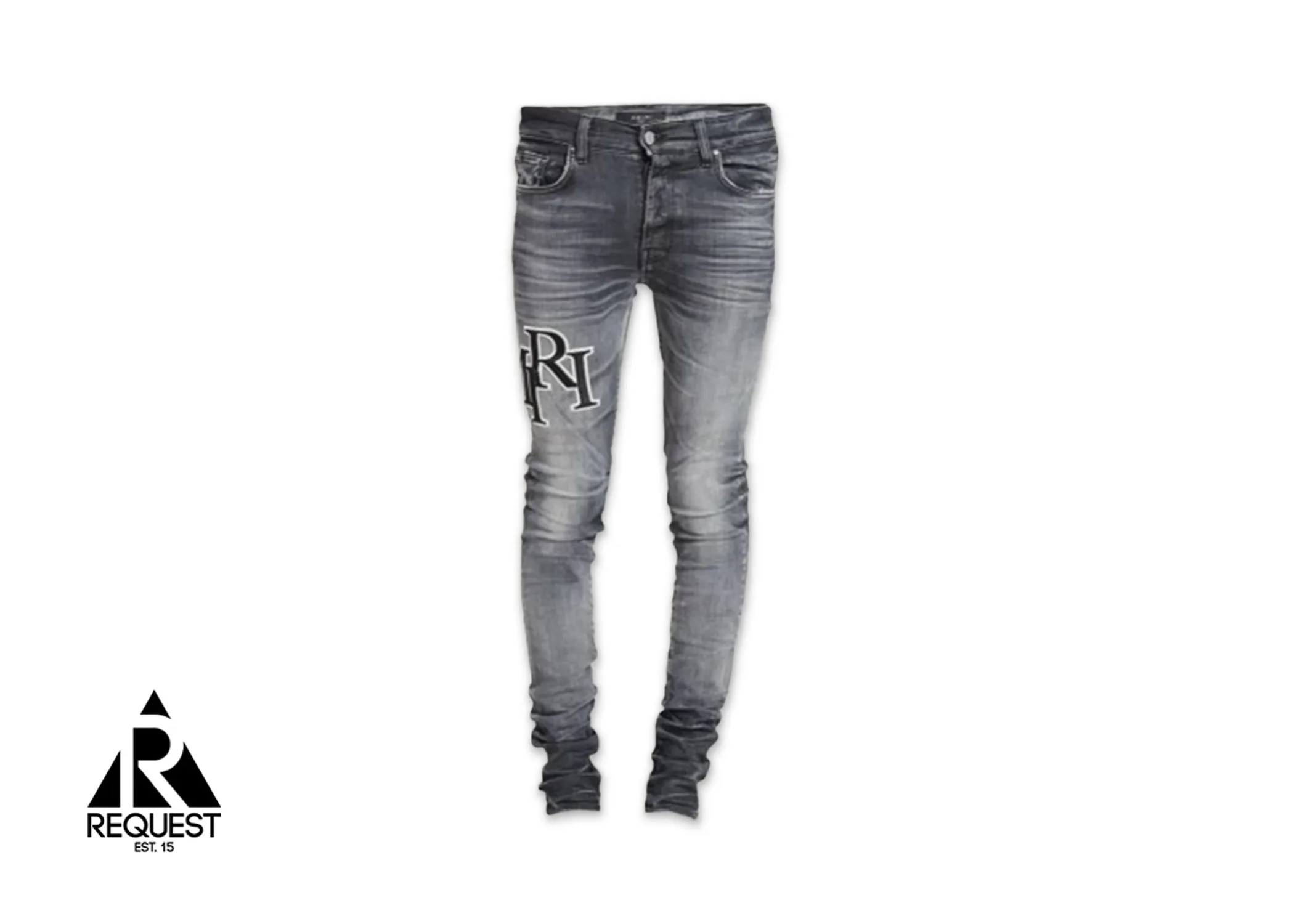 Staggered Embroidered Jean "Grey/Black"