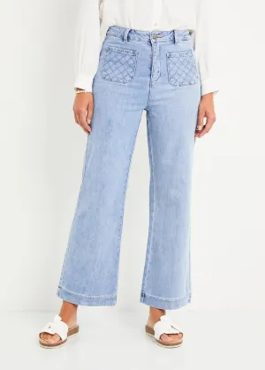 Stretch flare jeans with patch pockets