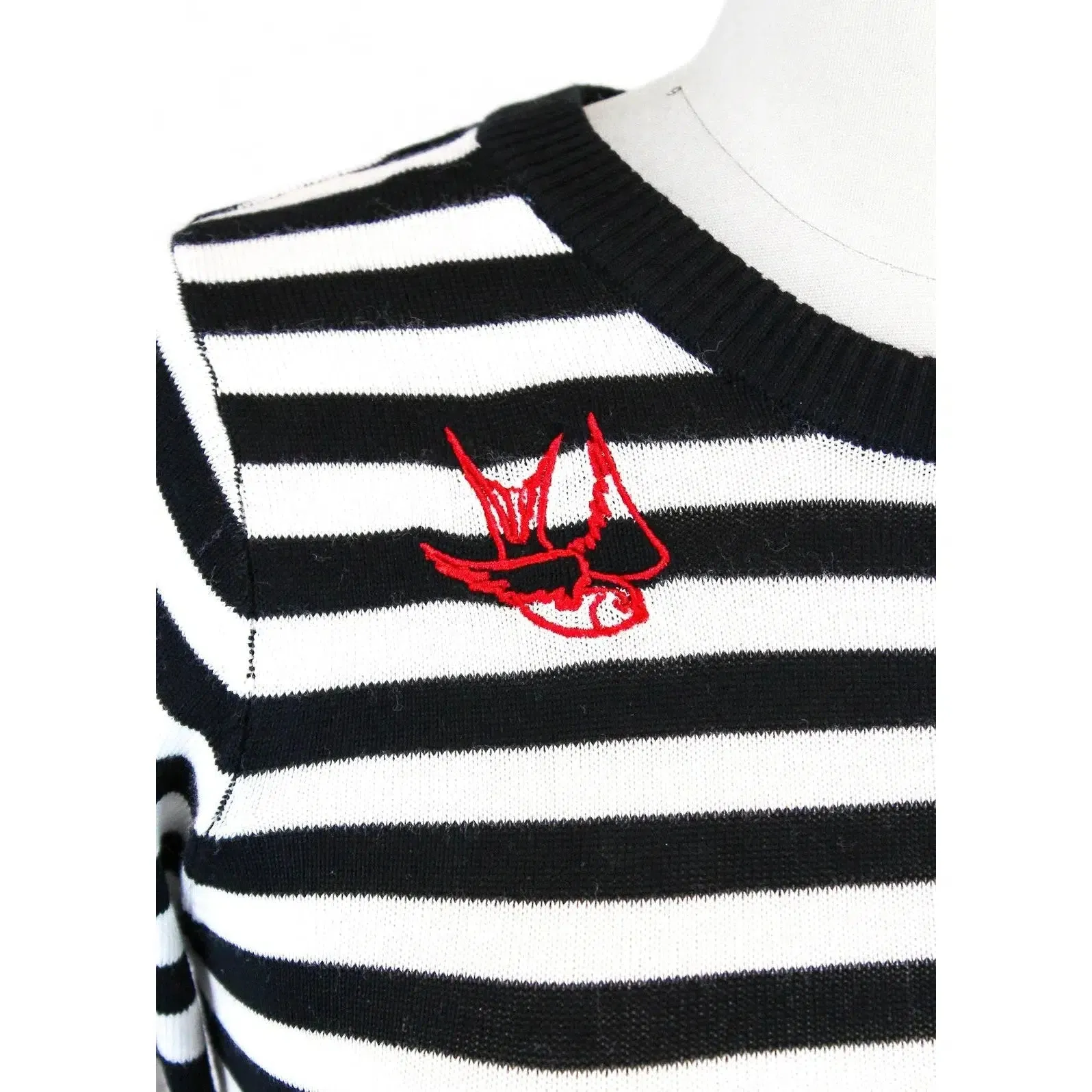 Stripped Cardigan with Embroidered Sparrow Cardigan by Hemet