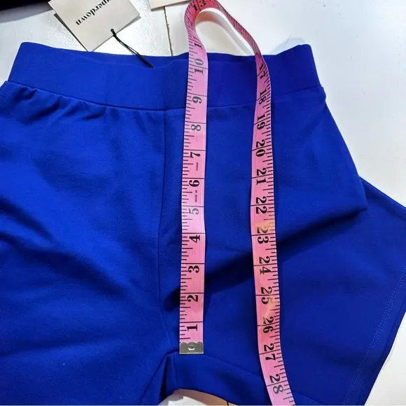 Super Down Blue Isabel Super Crop Top &amp; Biker Short Matching Cotton Set NWT XS