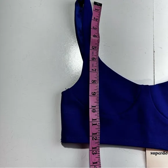 Super Down Blue Isabel Super Crop Top &amp; Biker Short Matching Cotton Set NWT XS