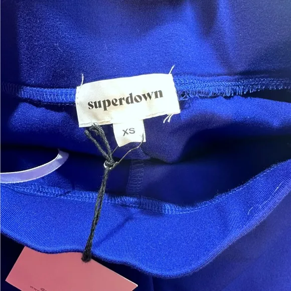 Super Down Blue Isabel Super Crop Top &amp; Biker Short Matching Cotton Set NWT XS