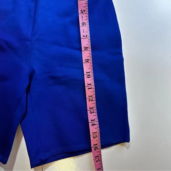 Super Down Blue Isabel Super Crop Top &amp; Biker Short Matching Cotton Set NWT XS
