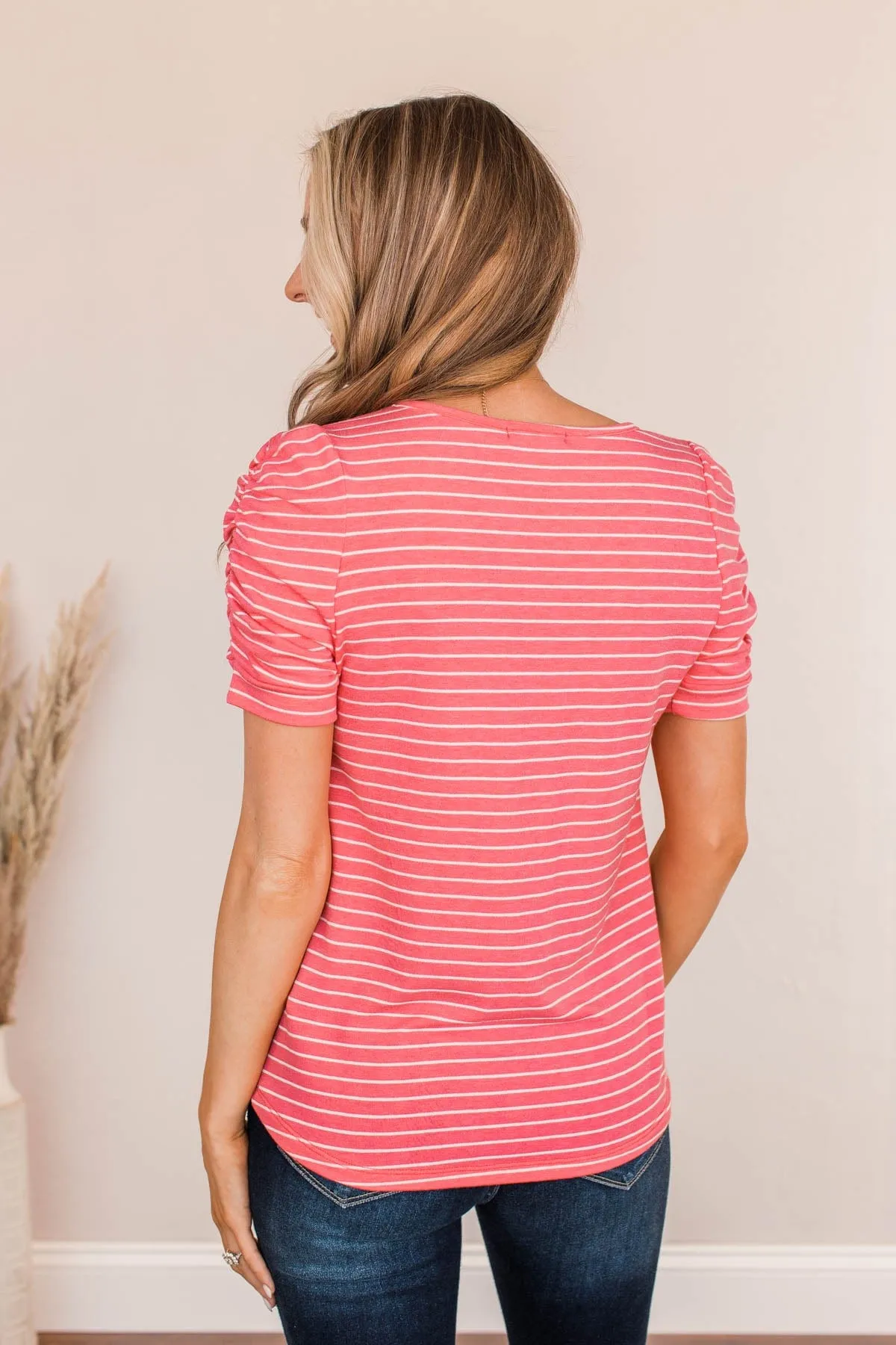 Surprise Visit Striped Top- Bubble Pink