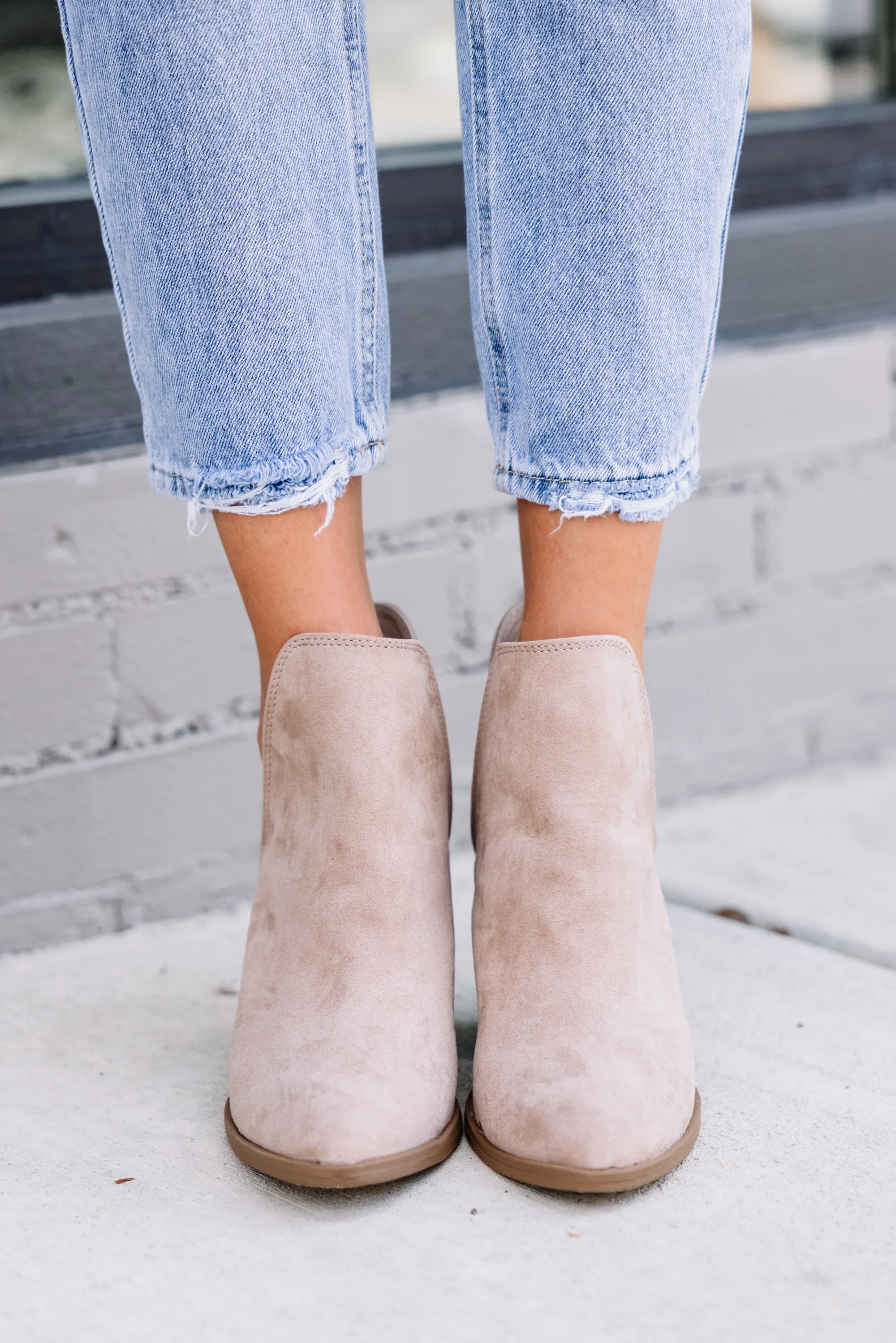 Take Your Chance Taupe Brown Heeled Booties