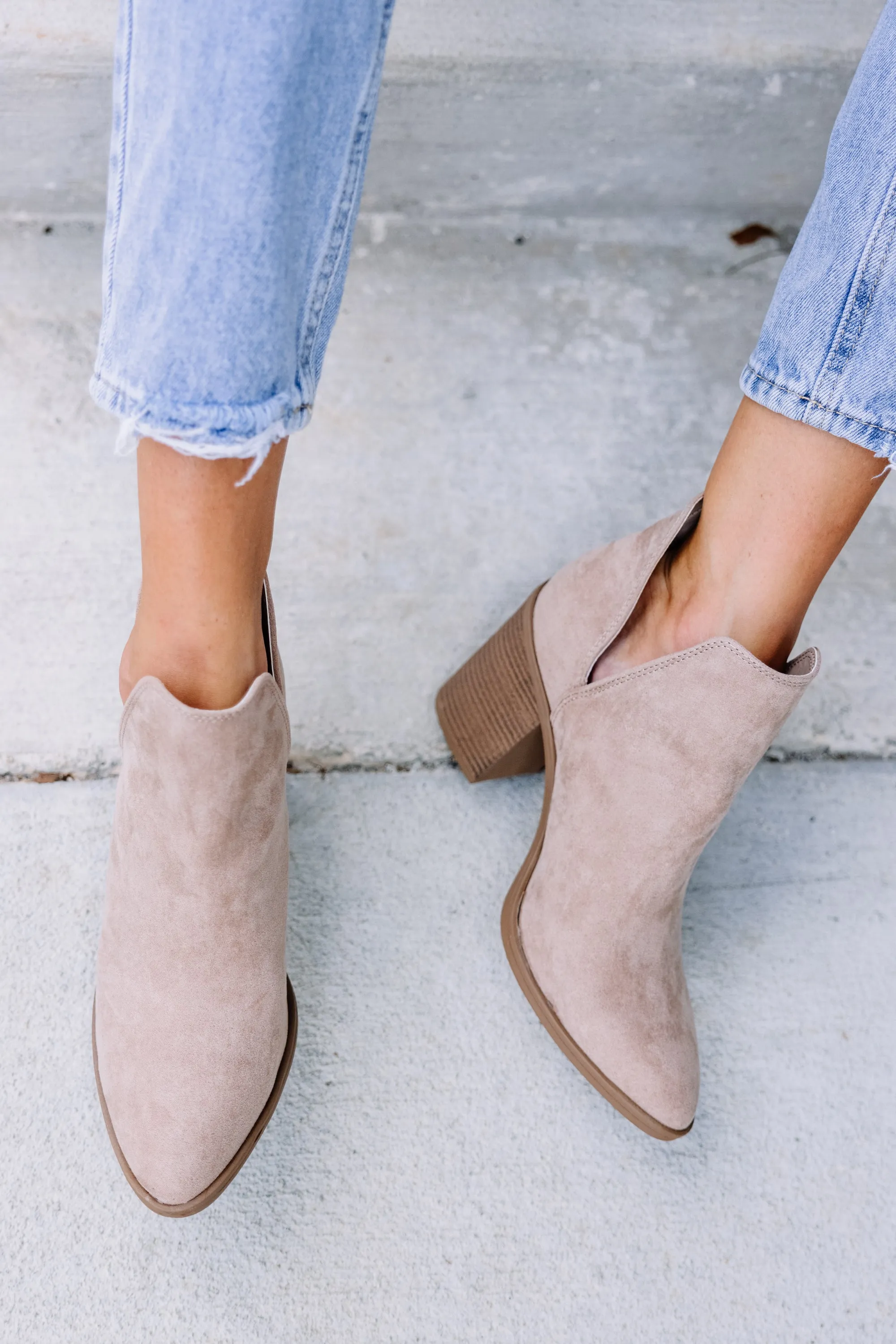 Take Your Chance Taupe Brown Heeled Booties