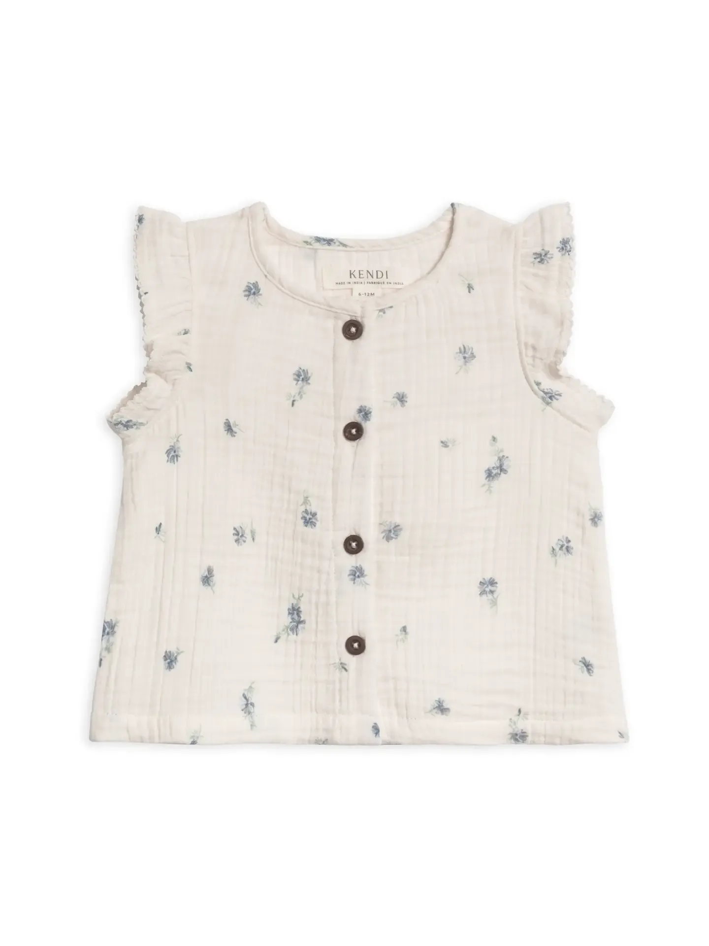 TESSA BUTTON FRONT RUFFLE SLEEVE TOP   SHORT || ELENA FLORAL
