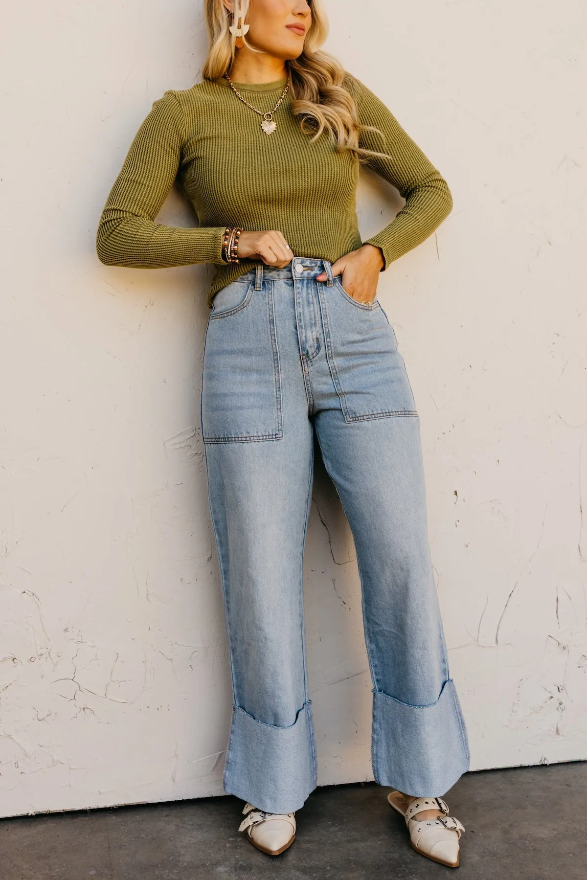 The Isaac Wide Leg Cuff Denim
