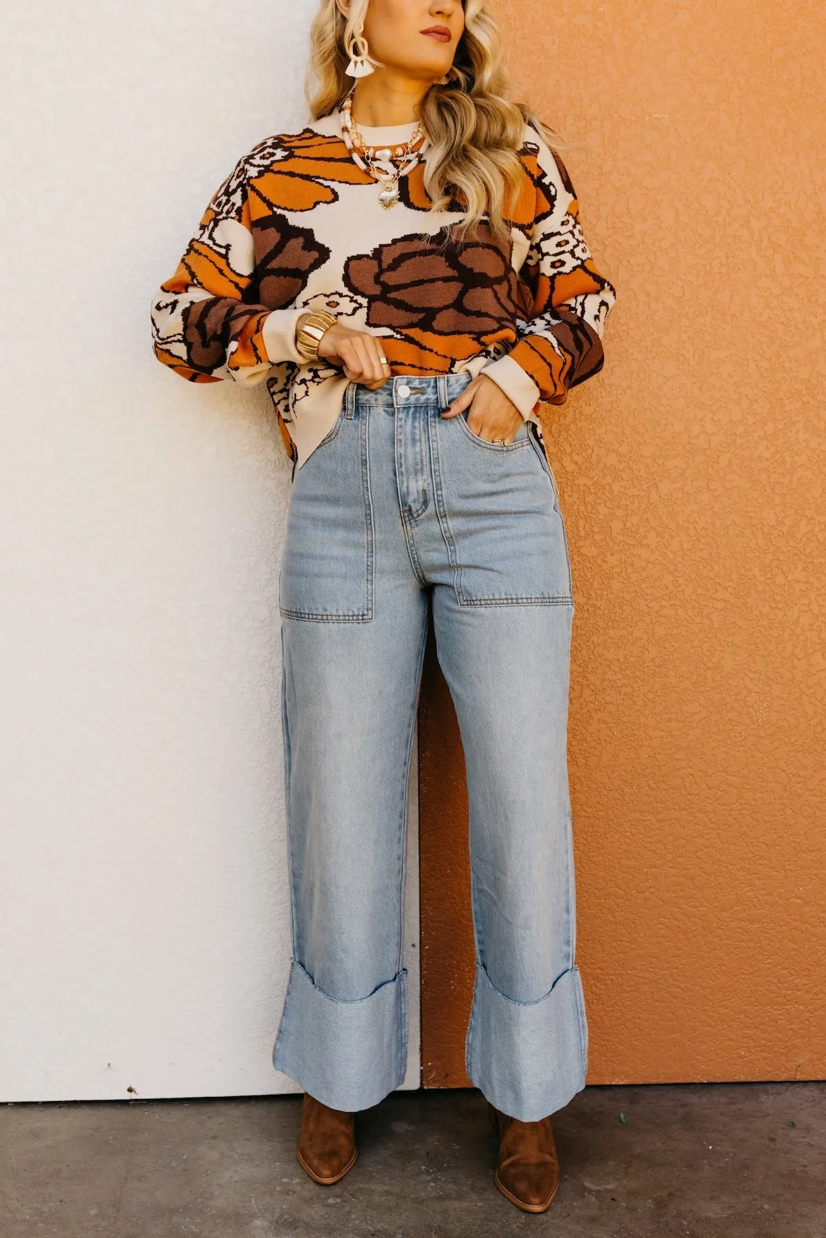 The Isaac Wide Leg Cuff Denim