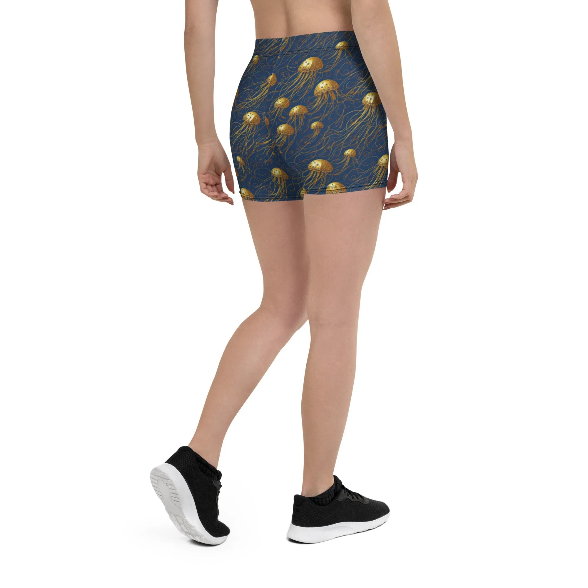 Tight Shorts - Blue And Gold Jellyfishes