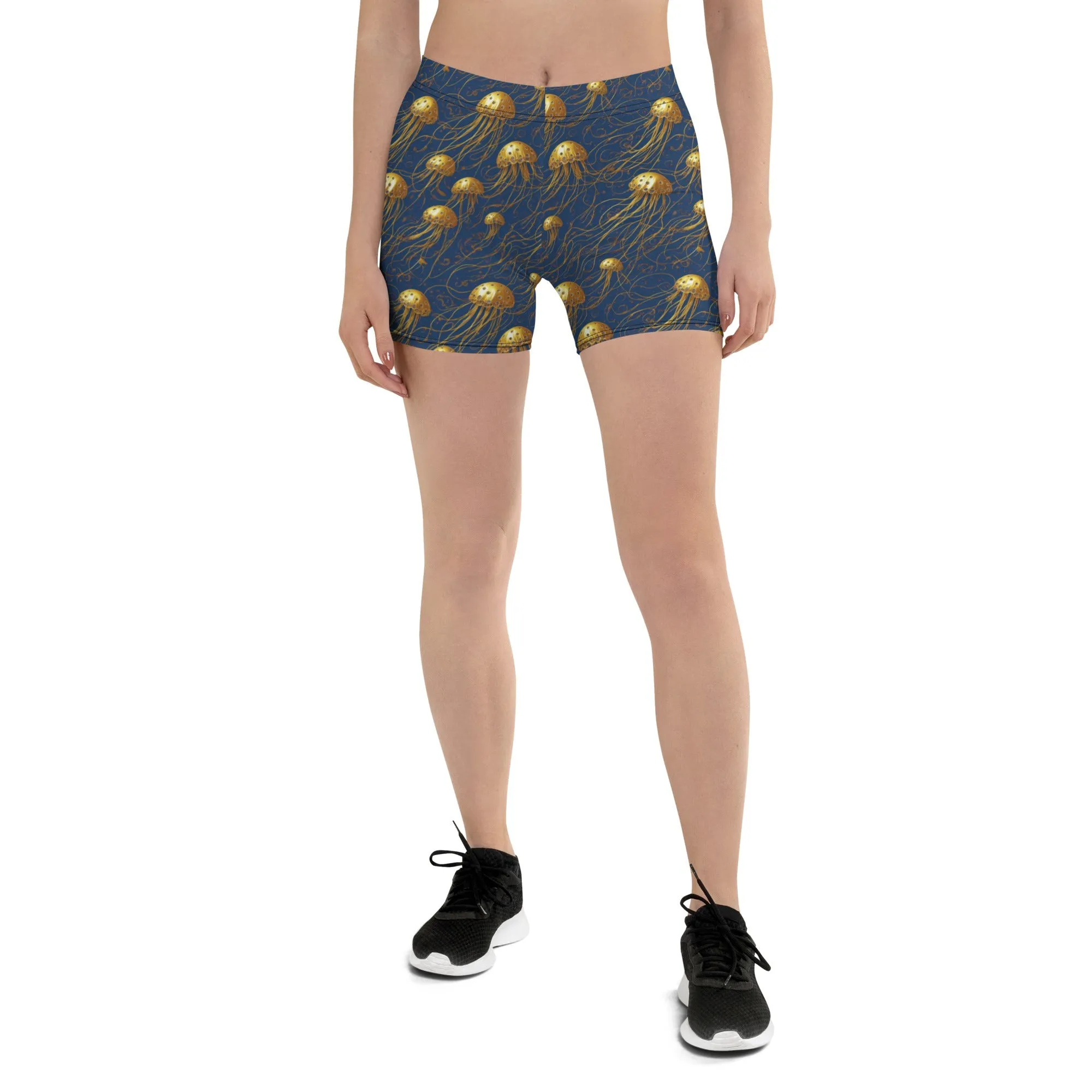 Tight Shorts - Blue And Gold Jellyfishes