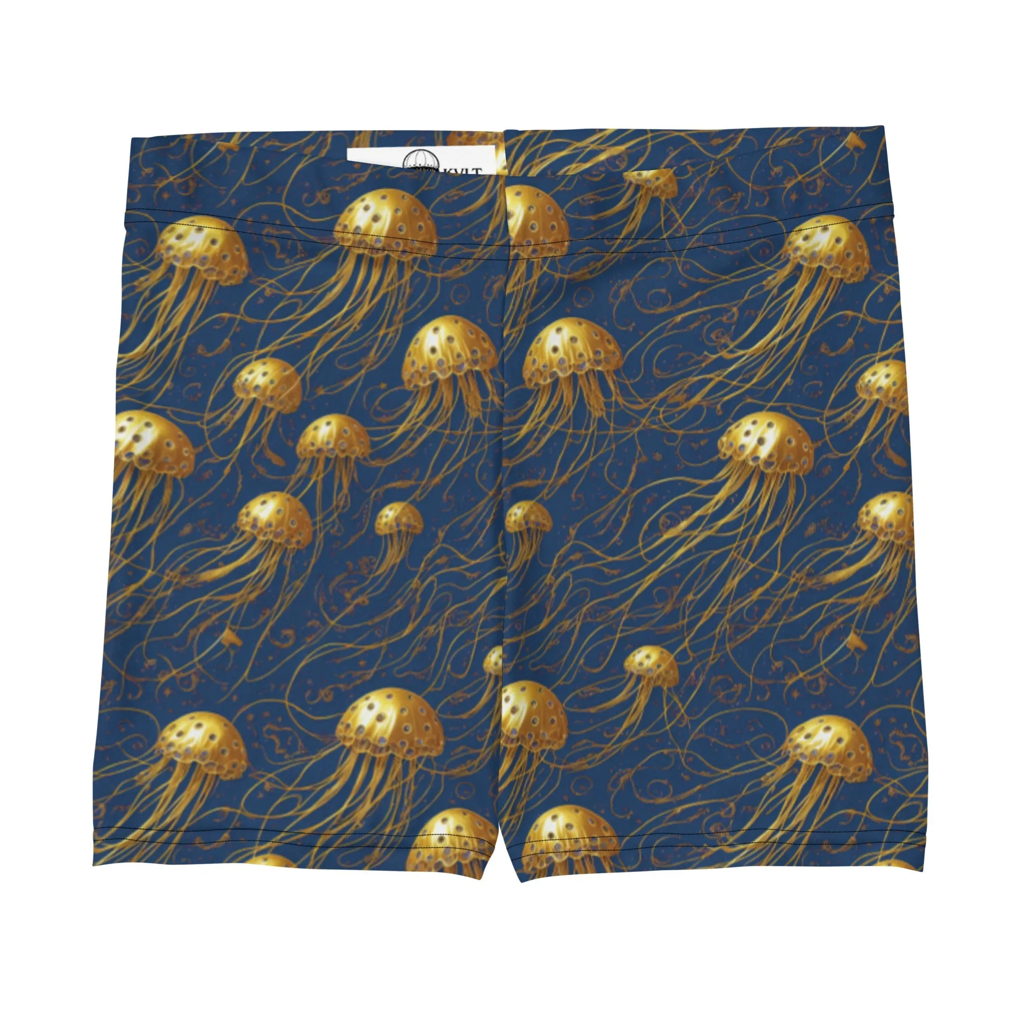 Tight Shorts - Blue And Gold Jellyfishes