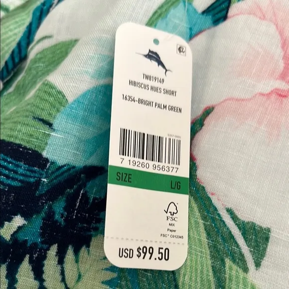 Tommy Bahama Green and Pink Shorts with Tropical Print - Size L