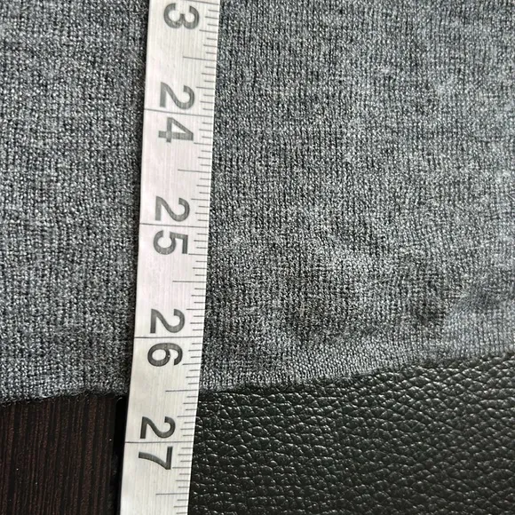 Tory Burch Tunic Sweater Merino Wool Gray Cream Crewneck Striped Slits Sz XL
