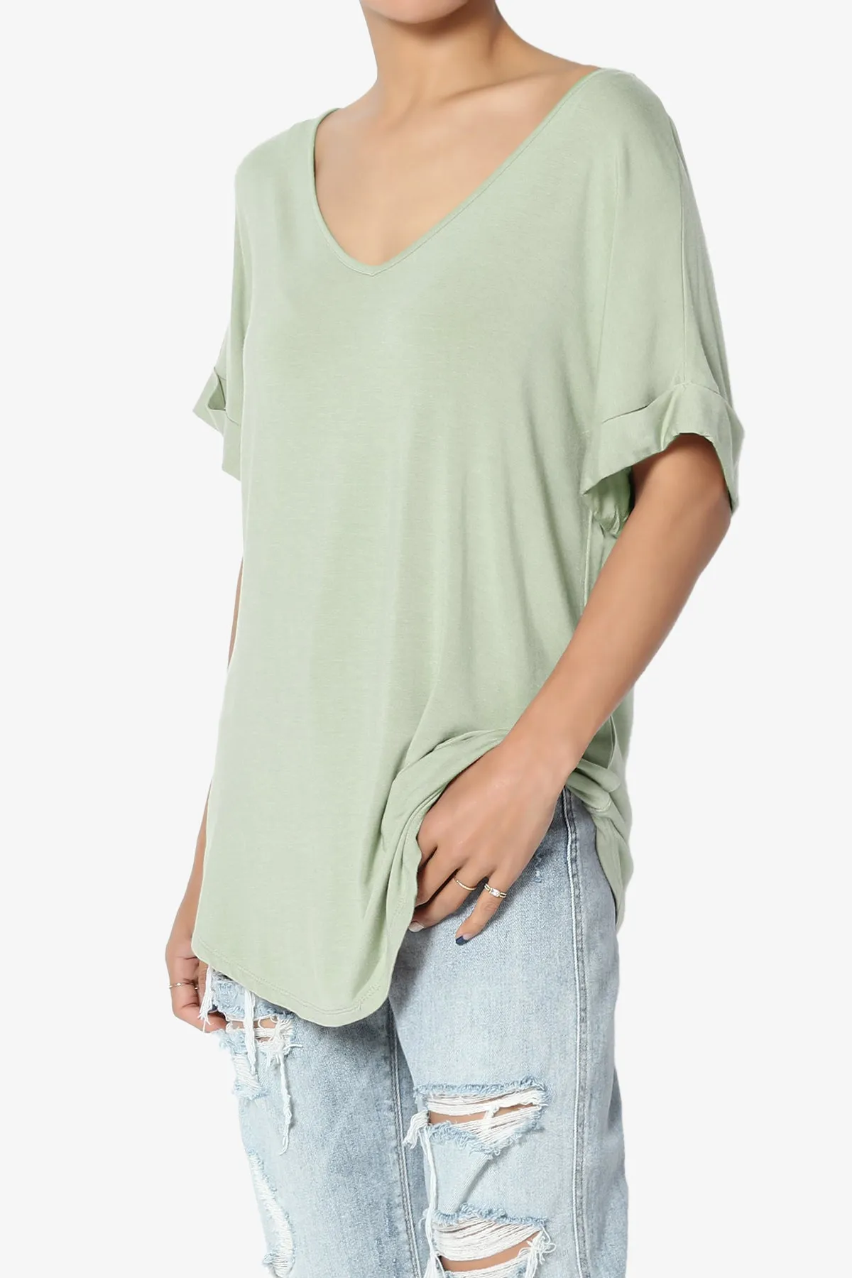 Tracey Wide V-Neck Jersey Top PLUS