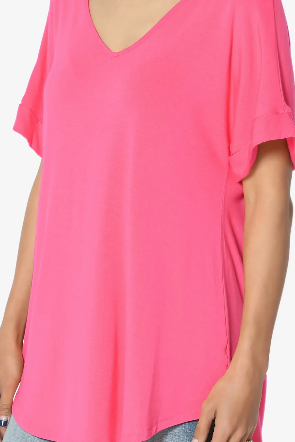 Tracey Wide V-Neck Jersey Top PLUS