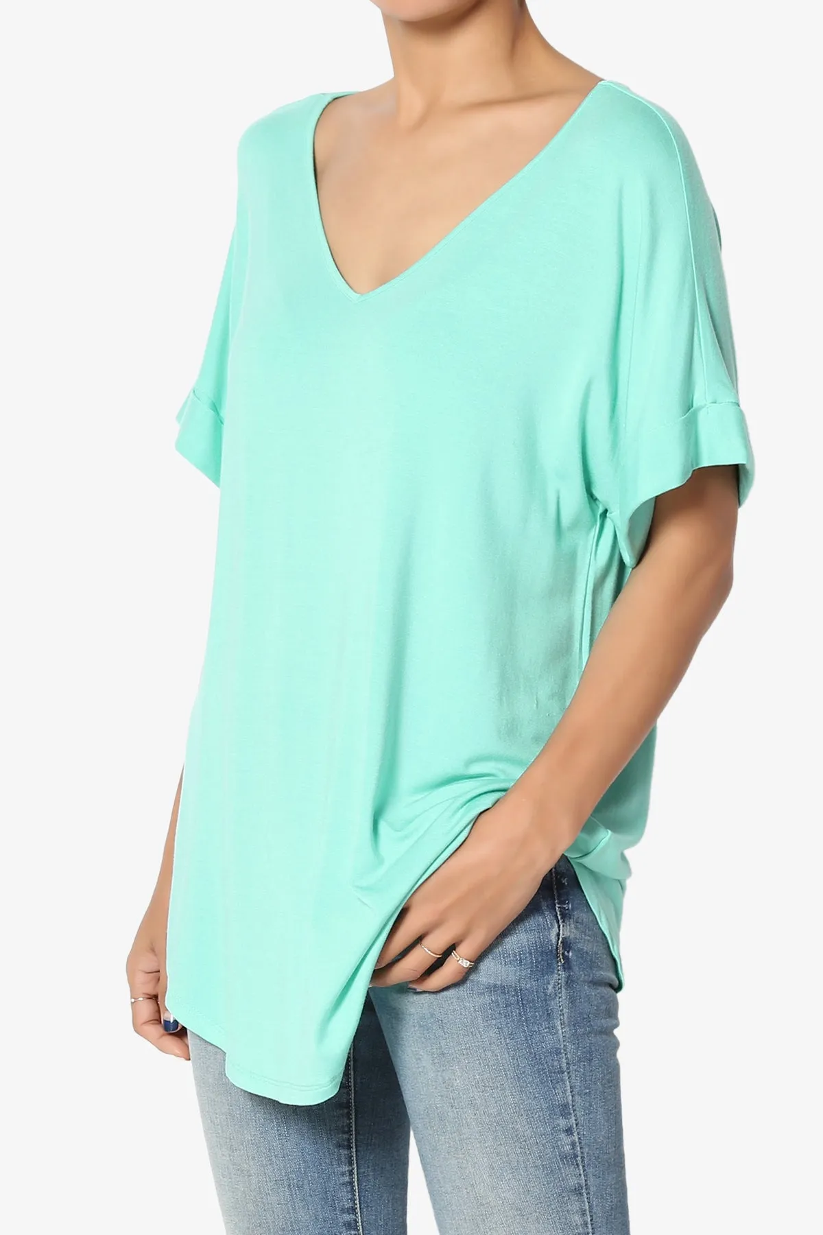 Tracey Wide V-Neck Jersey Top PLUS